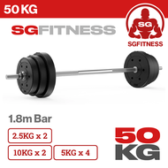 [INSTOCK]  PVC Barbell 50/60/70/80/90/100KG Gym Set / Black Barbell / Home Gym Barbell [+FREE GIFTS!
