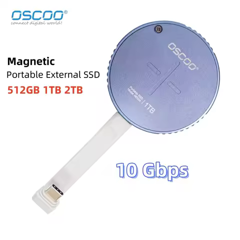 OSCOO Magnetic SSD Enclosure Magsafe Portable SSD Type C 3.2 Gen 2*1 PSSD 512GB 1TB 10GBps for IPhon
