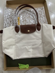 Longchamp Tote bag Le Pliage Green Medium 米白色 28cm 長柄