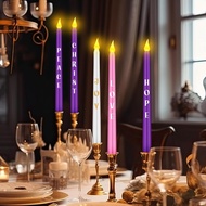 5 Pcs Valentine's Day LED Flameless Candle Set Valentine Day Flameless Taper Candles with Heart Batt