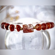 【富貴貔貅】高品淨體 聚寶半盆 紅兔毛水晶手串|一物ㄧ拍