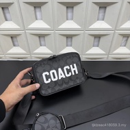 COACH Charter Charter 24 Logo Logo Double Zipper Opening Closing Coating Canvas Crossbody Bag Medium