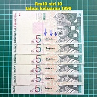 (A376) Rm5 siri 10 duit kertas lama sign aisyah Rm5 ali abul Hassan duit syiling lama duit Malaysia 
