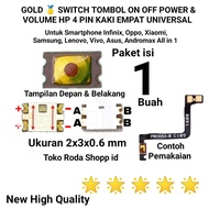 New Gold Switch Tombol On Off Hp 4 Pin Kaki Empat Semua Hv Oppo Vivo Samsung Realme Infinix Asus ori