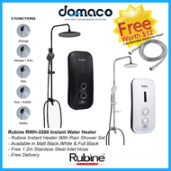 Rubine RWH-3388 in Matt Black White or Full Black Edition or Rubine 933P Instant Water Heater With DC Water Booster Pump