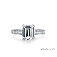 Emerald Real Moissanite Diamond Women Ring Can Pass Diamond Test 4ct Radiant Cut Luxury Engagement P