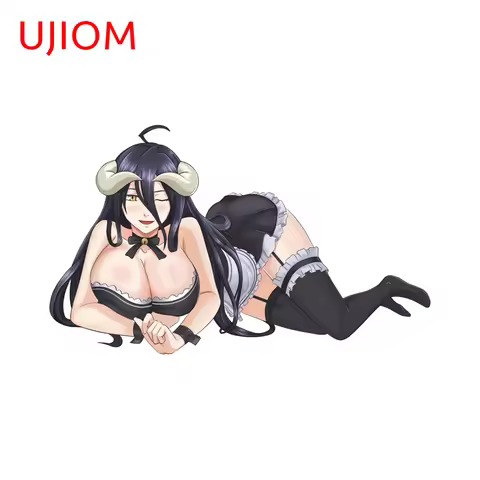 UJIOM Prone Posture Alluring Girl Wall Sticker Big Breasts Albedo Fashion Enchanting Amusing Graphic