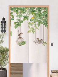 Nordic Fresh Style Fabric Door Curtain Kitchen Bedroom Bathroom Semi-Panel Partition Blind Fold Home