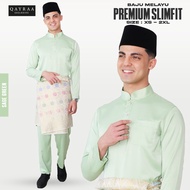 QAYRAA Exclusive Baju Melayu Slim Fit With Box/Baju Raya Lelaki Dewasa - Sage Green /Size XS-2XL