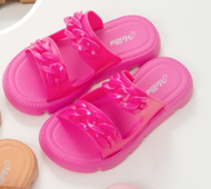 Sandal Selop Anak Cewek Rantai  Bahan Karet Empuk Wedges Kekinian Viral Premium Import Terbaru 2024