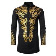 ⊕✓☁ Design 2023 Kurta Lelaki Viral Slant Button Embroidery Men Shirt Long Sleeve Slim Fit Muslim Baju Melayu Formal Raya