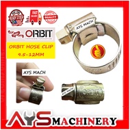 ORBIT Hose Clip. 9.5mm-12mm Hose Clip. Zinc Plated Worm Drive Hose Clamp. (1PC) Good Quality Hose Cl