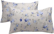 WBYCOTBED Blue Rose Queen Pillowcases Set of 2, 100% Cotton Soft and Cozy Pillow Shams with Envelope Closure, 20"x 30"