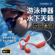 園世X7新款骨傳導藍牙耳機💯游泳運動專用不入耳專業8級防水帶內存