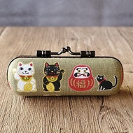 日本招財貓 不倒翁 口金印章盒 口紅盒 日本布 單章盒 Cat 貓咪
