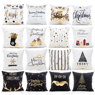 Christmas Gold Foil Printing Soft Flannel Pillow Case Xmas Room Bedroom Decor Sofa Cushion Cover