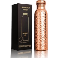 CopperWaterBottle34Ounces|100%PureCopperForAyurvedaHealthBenifit|HammeredDesignHandmadeForDrinkingWa