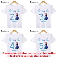 New Custom Your Name Princess Frozen Elsa Anna Birthday Girl T-shirt Kids Clothes 1 2 3 4 5 6 7 8 9 