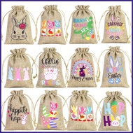 Burlap Drawstring Bags Burlap Bag with Drawstring Bunny Goody Bag Spring Candy Bag Egg Burlap Sack f