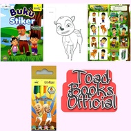 TOAD BOOKS : PADA ZAMAN DAHULU BUKU STIKER + 6 PENSEL WARNA KECIL - SET ( STLC PZD )