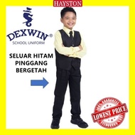 Dexwin Seluar Hitam Panjang Pinggang Bergetah kain Cotton | Seluar Sekolah Hitam Pinggang Getah Selu