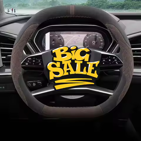 Suede Leather Car Steering Wheel Cover for Audi A1 A3 8y RS3 S3 A5 Q4 S6 e-tron 2025 2026 Non-slip C