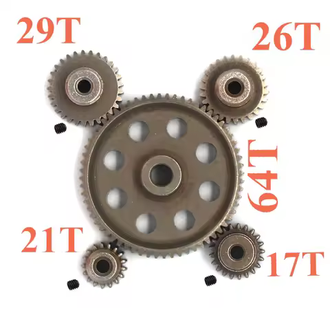 HSP 48P 0.8M 64T Main Metal spur Gear 5mm reducer＆17/21/26/29T Motor Gear 3.17mm Shaft diameter for 