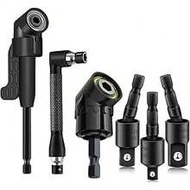 6pcs Angle Drill Bit Accessory Set, Includes 3 Pcs 360° Rotating 1/4", 3/8", 1/2" Impact Grade Socke