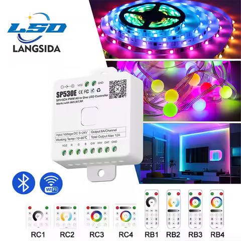 SP530E SP630E WiFi Alexa Bluetooth LED Controller Support RGB RGBW RGBCCT or SPI TTL IC Chip LED Str