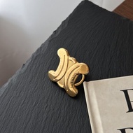 CELINE 賽琳 Triomphe Logo 法國製 金色 胸針