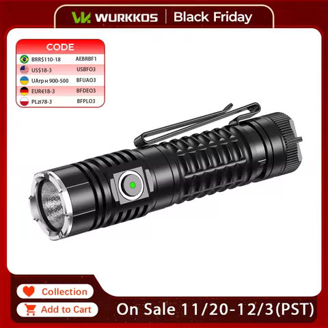 Wurkkos TS22 Rechargeable 21700 LED Flashlight XHP70D HICRI Powerful Max 4500LM with Magnet Tail & R