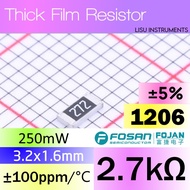 2.7k 1206 ±5% SMD Thick Film Resistor 2.7k 272 FOJAN FRC1206J272 TS