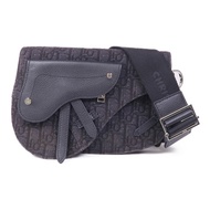 Dior 帆布/皮革Saddle Bag肩背袋