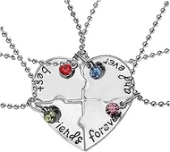 Bff Best Friend Friendship Necklace for 4 Best Friends Girls Crystal Broken Heart Puzzle Necklaces f