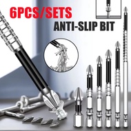 6pcs Anti-slip Phillips Bit Magnetic Ph2 Long Screwdriver Bits Set Anti-slip Impact-Resistant Bits