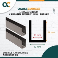 Aluminum U-Line 12mm Cubicle Channel/ - Bronze