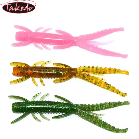 TAKEDO PR19 High Quality Shrimp Flavor Soft Baits 7.6CM 8.9CM Bamboo Shrimp Soft Lure For Mandarin F