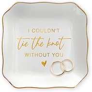 OASSIE Bridesmaid Gifts for Wedding Day - 4"x4" Ceramic Jewelry Dish Tray - Bridal Shower Wedding Gi