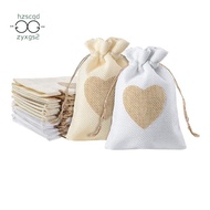 Burlap Bags, 20Pack 4X5.5Inch Drawstring Heart Burlap Gift Bag Candy Pouches Linen Pockets for Valentine'S Day Christmas