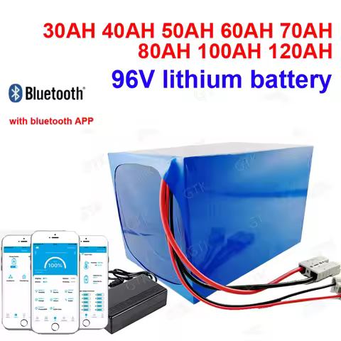 Gtk 96V 30Ah 40Ah 50Ah 80Ah 100Ah lithium ion battery bluetooth BMS APP for Forklift Crane Truck Tri