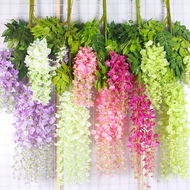 110cm Artificial Wisteria Flowers Vine Fake Silk Wisteria Garland Hanging Flowers for Wedding Garden Home Party Decorations