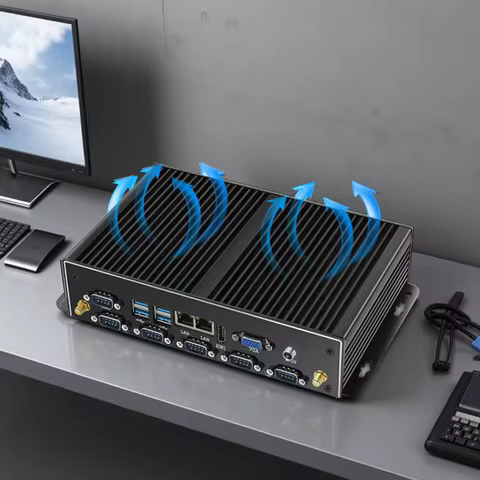 Mini Industrial PC Fanless Dual LAN 6*COM 4G LTE Core i5 4200U i7 4500U J1900 HD WiFi 6*RS232 RS485 