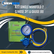 USA® R22 SINGLE MANIFOLD SET C/W 2 CHARGING HOSE (LX1006B-USA)