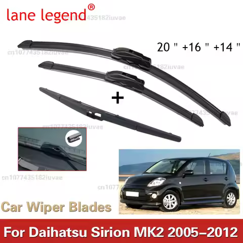 Wiper LHD Front Rear Wiper Blades Set For Daihatsu Sirion MK2 2005 - 2012 Windshield Windscreen Wind