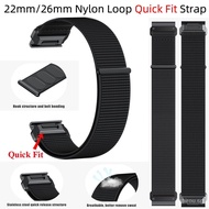 22mm 26mm Sports Watchband Nylon Loop Band Easy Quick Fit Strap For Garmin Fenix 7 7X 6 6X Pro 5 5X Plus 3 3HR 2 Epix Pro Marq Gen2