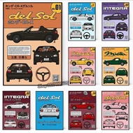 Minimalist Japanese CRX Del Sol Car Canvas Print  Sporty Cartoon Wall Art for Kawaii Home Decor