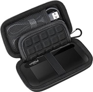Lacdo Hard Carrying Case for Crucial X8 Portable Solid State Drives 1TB 2TB 4TB USB 3.2 External SSD Hard EVA Shockproof Storage Travel Bag, Black+Black