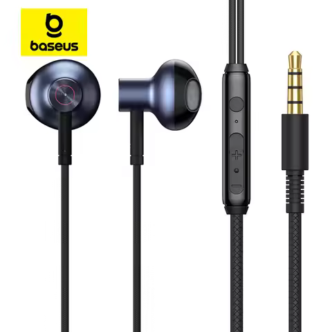 Baseus H19 Wired Earphones 6D Stereo Bass Headphone In-Ear 3.5mm Jack Headset with MIC for Xiaomi Sa