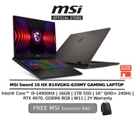 MSI Sword 16 HX B14VGKG-620MY (i9-14900HX/16GB/1TB SSD/RTX 4070, GDDR6 8GB/16" QHD+ 240Hz/IPS/W11/2Y