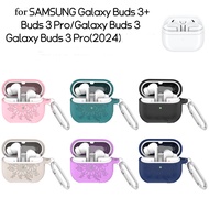 Silicone Case Compatible with 2024 Galaxy Buds 3+/Pro/3/3 Pro Earbuds with Keychain，Shock-Absorbing 